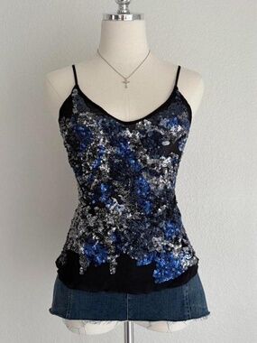 Black & Blue Sequin Tank